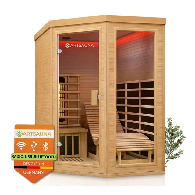 Artsauna Infrarotkabine Wärmekabine Esbjerg mit Triplex Heizsystem und Hemlockholz