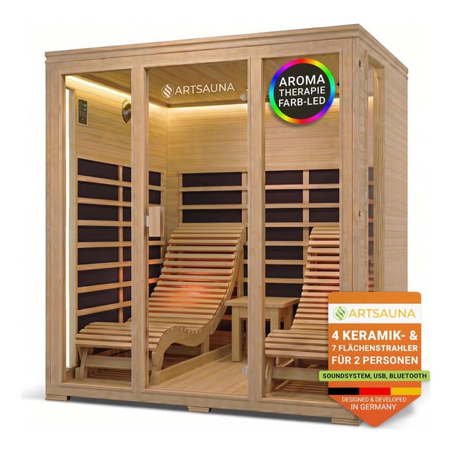 Artsauna Infrarotkabine Wärmekabine Billund mit Dual Heizsystem und Hemlockholz