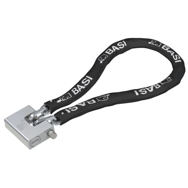 Basi Kettenschloss ZR 321 Ummantelte Stahlkette + Vorhangschloss VHS 621 90 mm Zylinderabdeckung 2 Schlüssel