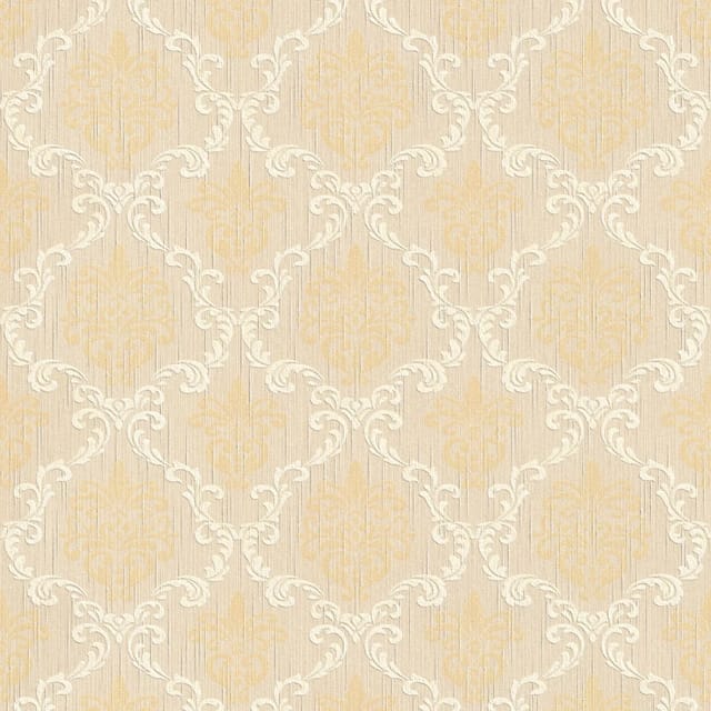 PROFHOME 956292-GU Textiloptik Tapete Barock Matt Beige Gelb 0,53 m x 10,05 m 5,33 m2 Beige