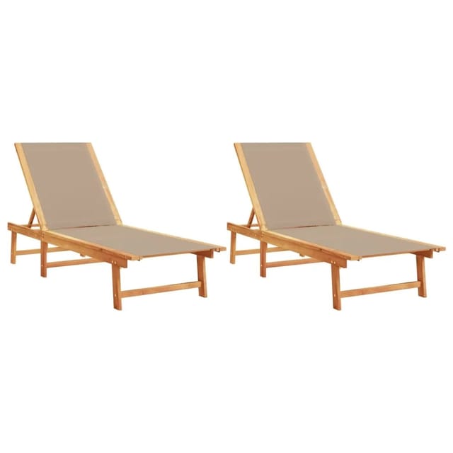 vidaXL Sonnenliegen 2 Stk Taupe Massivholz Akazie und Textilene 3279251