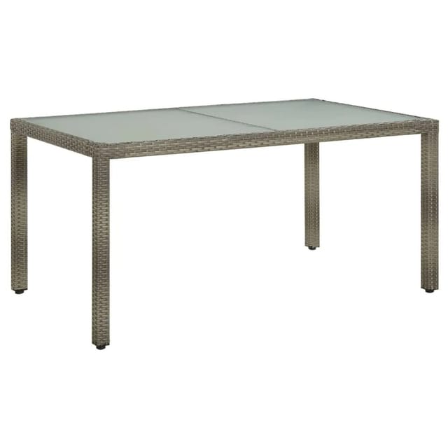 vidaXL Gartentisch 150x90x75 cm Hartglas und Poly Rattan Grau 316707