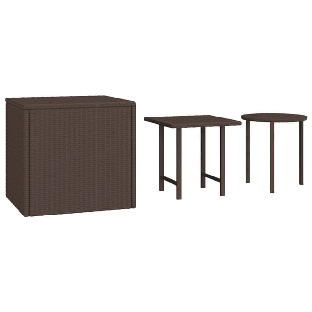 vidaXL Garten-Beistelltische 3 Stk Braun Poly Rattan 3324832
