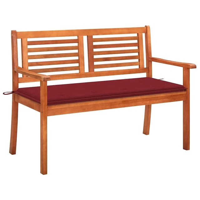 vidaXL 2-Sitzer-Gartenbank mit Auflage 120 cm Massivholz Eukalyptus 3060978