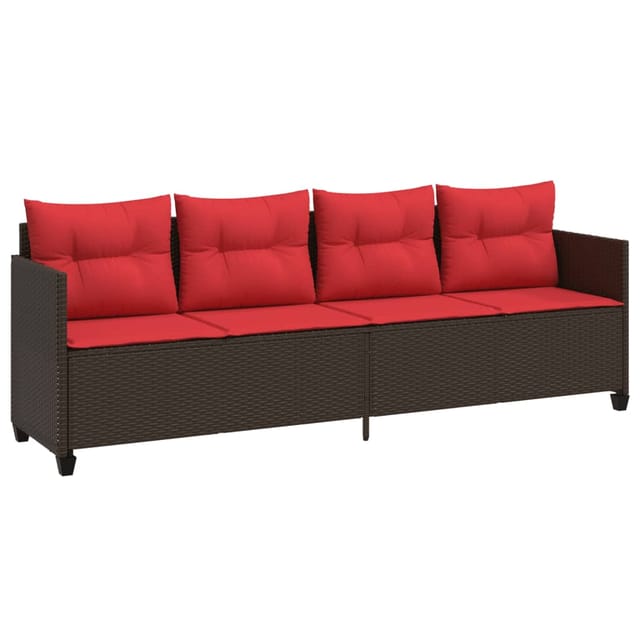 vidaXL Sonnenliege mit Kissen Braun Poly Rattan 368332