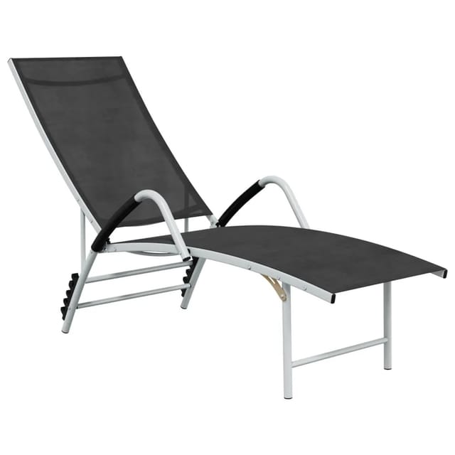 vidaXL Sonnenliege Textilene und Aluminium Schwarz 310521