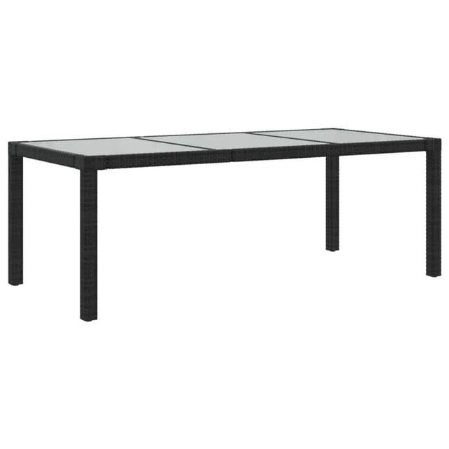 vidaXL Gartentisch Schwarz 190x90x75 cm Gehärtetes Glas Poly Rattan 316712