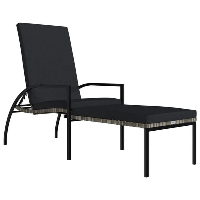 vidaXL Sonnenliege mit Fußhocker PE-Rattan Grau 317630