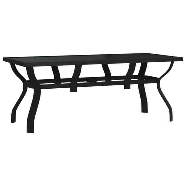 vidaXL Gartentisch Schwarz 180x80x70 cm Stahl und Glas 318769