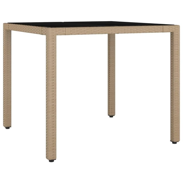 vidaXL Gartentisch mit Glasplatte Beige Poly Rattan & Hartglas 319550