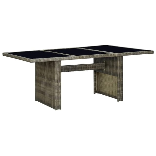 vidaXL Gartentisch Braun Poly Rattan und Hartglas 313313