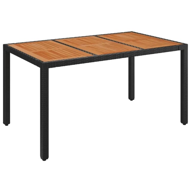 vidaXL Gartentisch mit Holzplatte Schwarz 150x90x75 cm Poly Rattan 319901