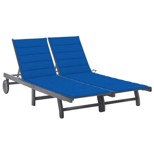 vidaXL 2-Personen-Sonnenliege mit Auflage Grau Akazie Massivholz 3061399