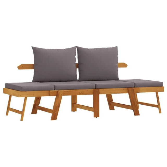 vidaXL Gartenbank mit Kissen 2-in-1 Massivholz Akazie 367580