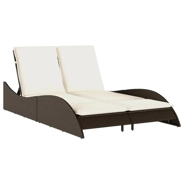 vidaXL Sonnenliege mit Auflagen Braun 114x205x73 cm Poly Rattan 368288
