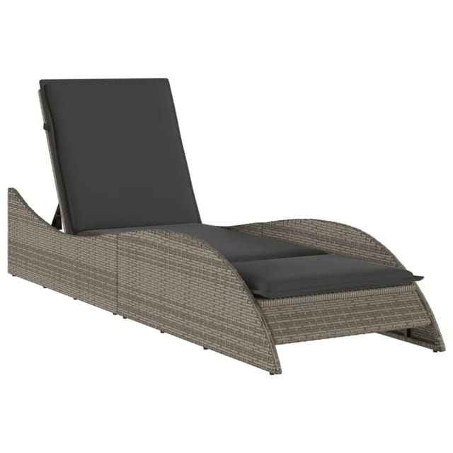 vidaXL Sonnenliege mit Auflage Grau 60x205x73 cm Poly Rattan 368280