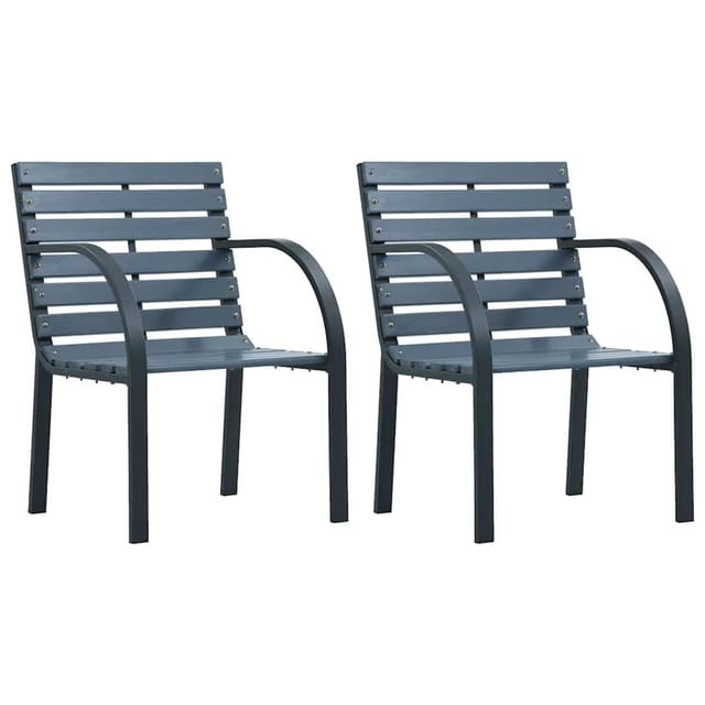 vidaXL Gartenstühle 2 Stk. Grau Tannenholz Pulverbeschichteter Stahl 319577
