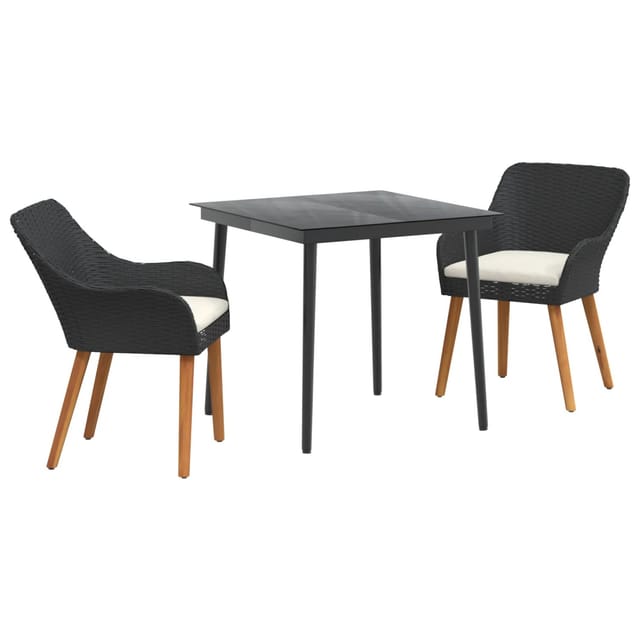 vidaXL 3-Teiliges Garten Essset Schwarz Poly Rattan 3261663