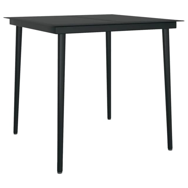vidaXL Garten-Esstisch Schwarz 80x80x74 cm Stahl und Glas 318749