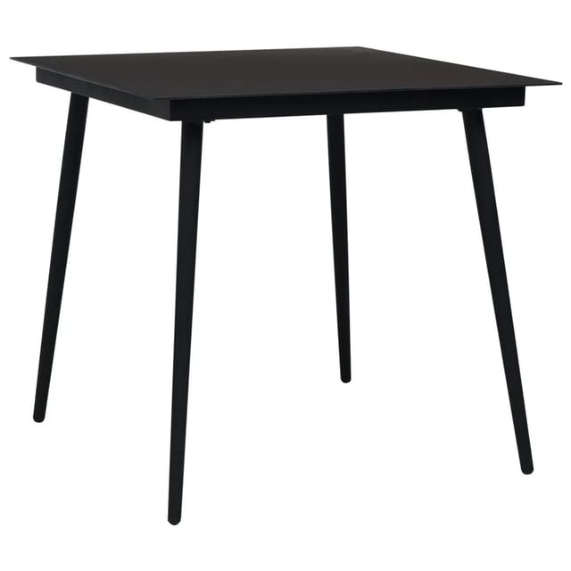 vidaXL Garten-Esstisch Schwarz 80x80x74 cm Stahl und Glas 312157