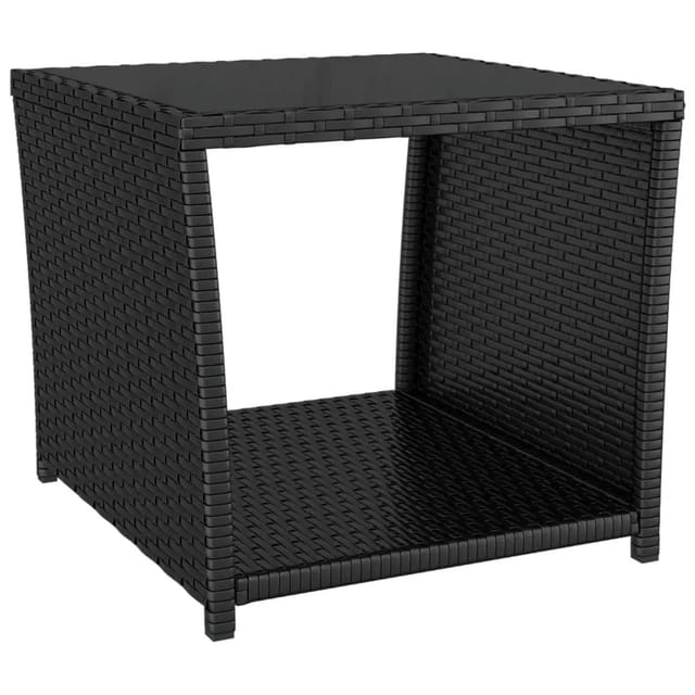 vidaXL Beistelltisch mit Glasplatte Schwarz Poly Rattan & Hartglas 319560