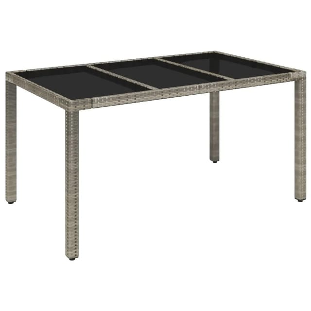 vidaXL Gartentisch mit Glasplatte Grau 150x90x75 cm Poly Rattan 319900