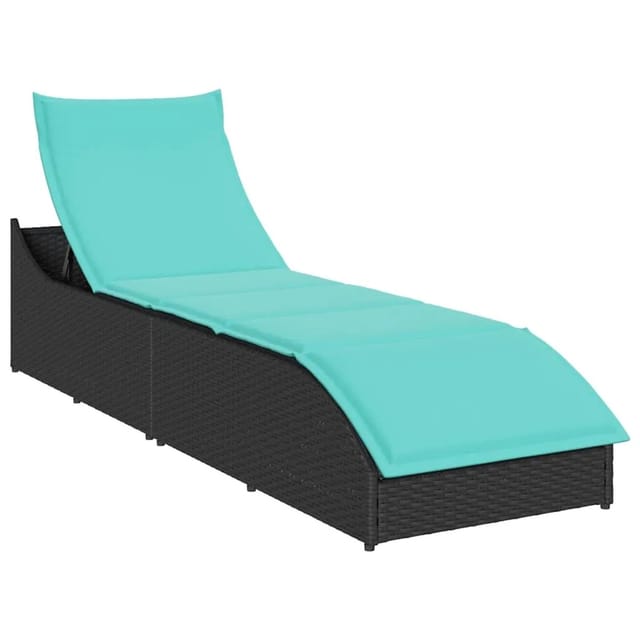 vidaXL Klappliege mit Auflage und Stauraum Schwarz Poly-Rattan 4104228