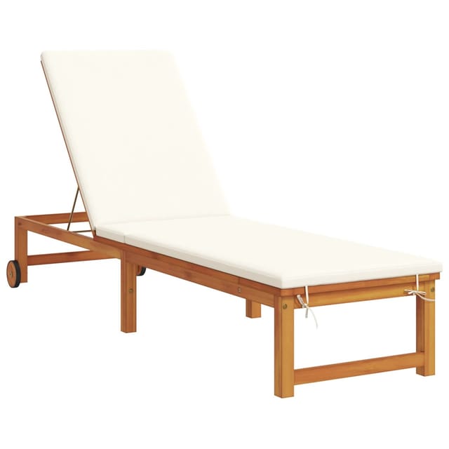 vidaXL Sonnenliege mit Creme Kissen Massivholz Akazie 4108108
