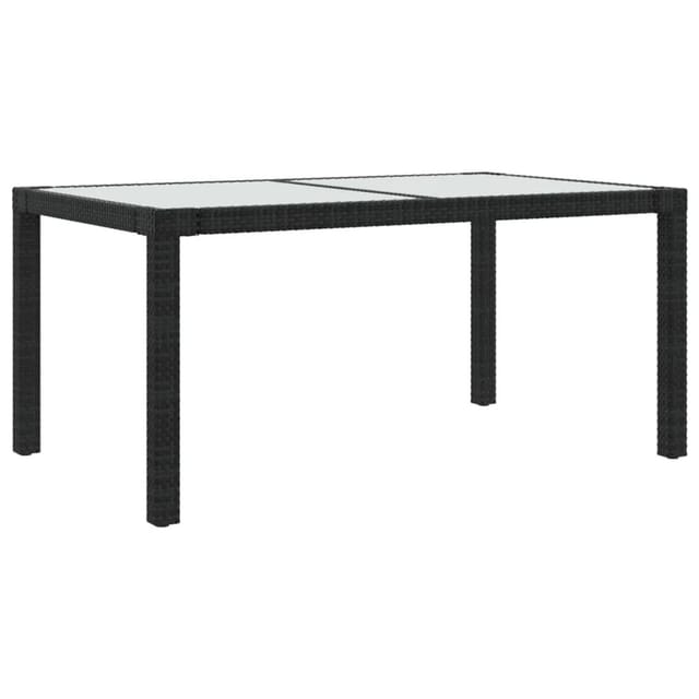 vidaXL Gartentisch 150x90x75 cm Gehärtetes Glas Poly Rattan Schwarz 316705