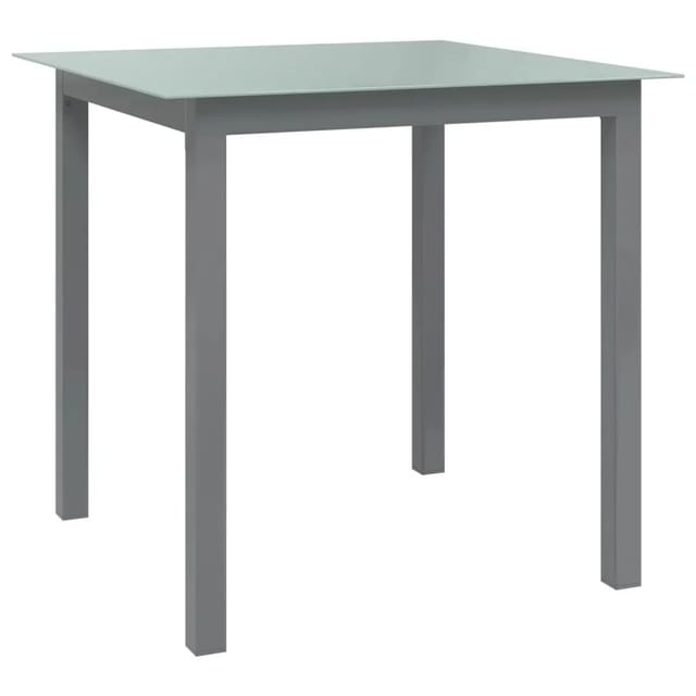 vidaXL Gartentisch Hellgrau 80x80x74 cm Aluminium und Glas 312203