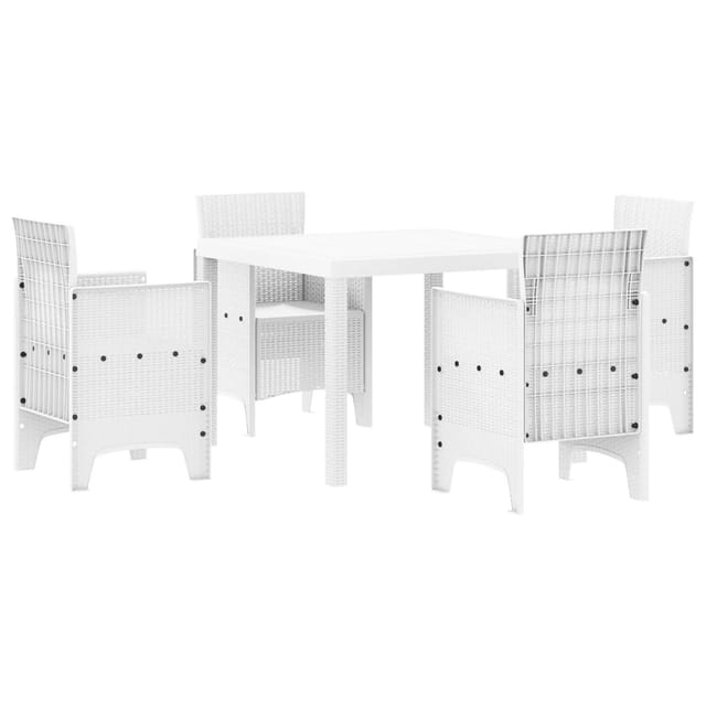 vidaXL 5-tlg Garten-Essgruppe Weiß Poly Rattan 3378542
