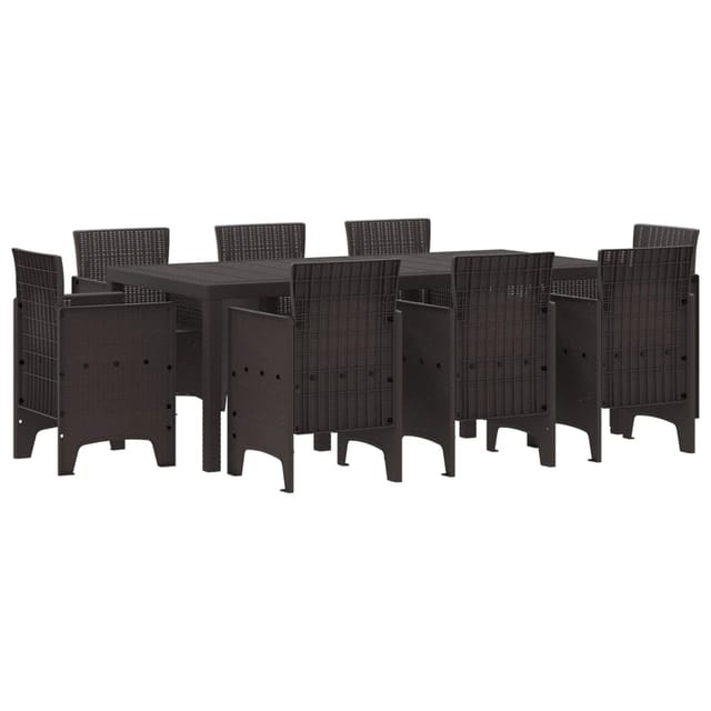 vidaXL 9-tlg Garten-Essgruppe Braun Poly Rattan 3378577