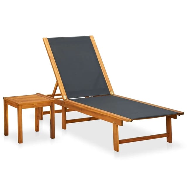 vidaXL Sonnenliege mit Tisch Massivholz Akazie und Textilene 41746