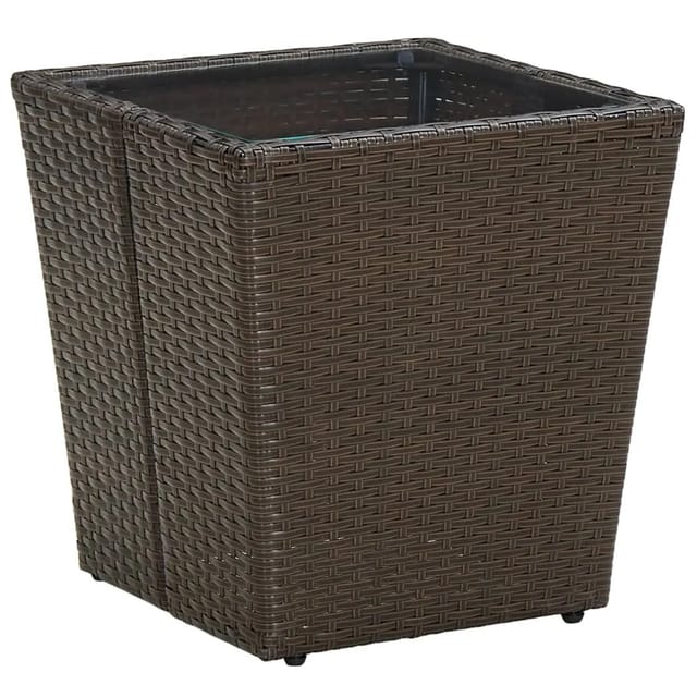 vidaXL Beistelltisch Braun 41,5x41,5x44 cm Poly Rattan und Hartglas 310558