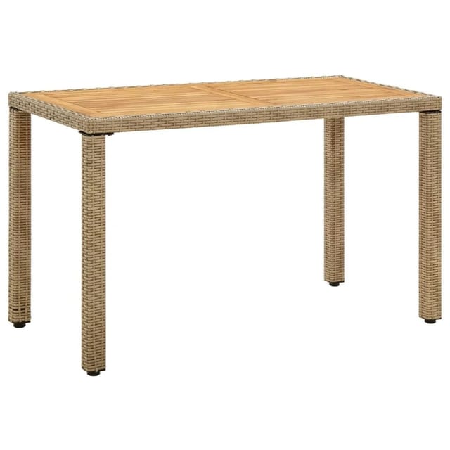 vidaXL Gartentisch Beige 123x60x74 cm Poly Rattan & Massivholz Akazie 316797