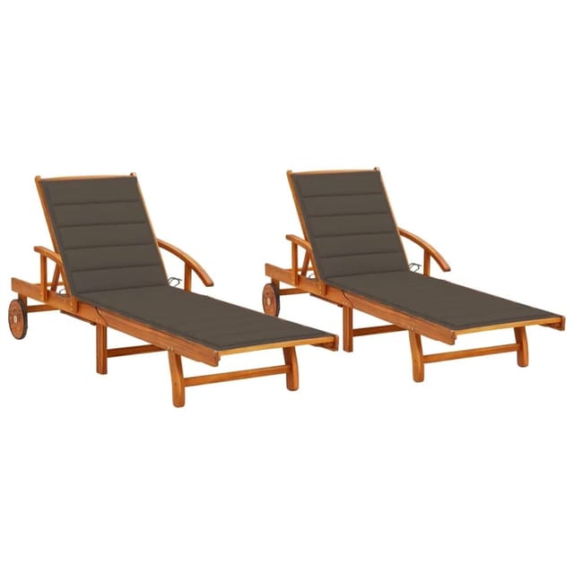 vidaXL Sonnenliegen 2 Stk mit Auflagen Massivholz Akazie 3077338