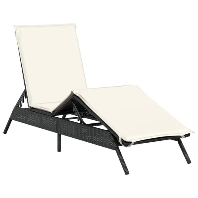 vidaXL Sonnenliege mit Auflage Schwarz Poly-Rattan 4002701