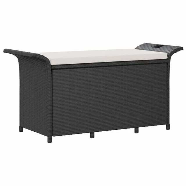 vidaXL Gartenbank mit Kissen Schwarz 116x46x57 cm Poly Rattan 363417