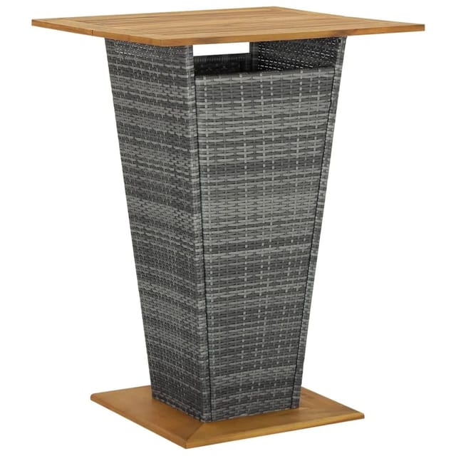vidaXL Bartisch Grau 80x80x110 cm Poly Rattan und Massivholz Akazie 313466