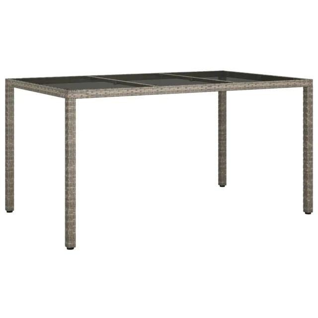 vidaXL Gartentisch 150x90x75 cm Hartglas und Poly Rattan Grau 316708