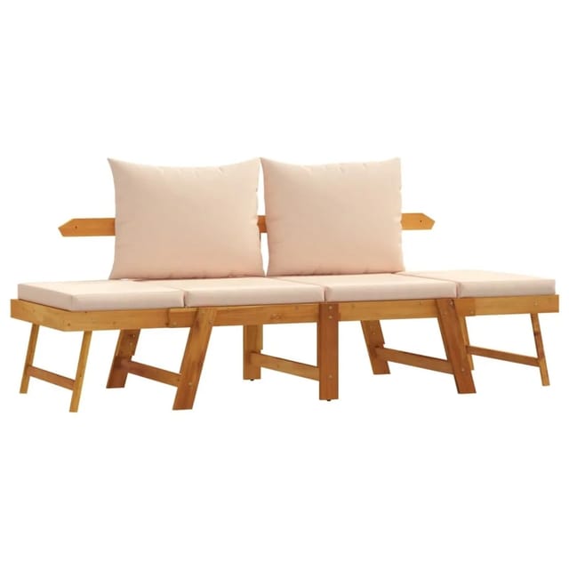 vidaXL Gartenbank mit Kissen 2-in-1 Massivholz Akazie 367581
