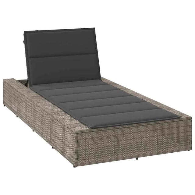 vidaXL Sonnenliege mit Schwebender Auflage Grau Poly Rattan 4104204