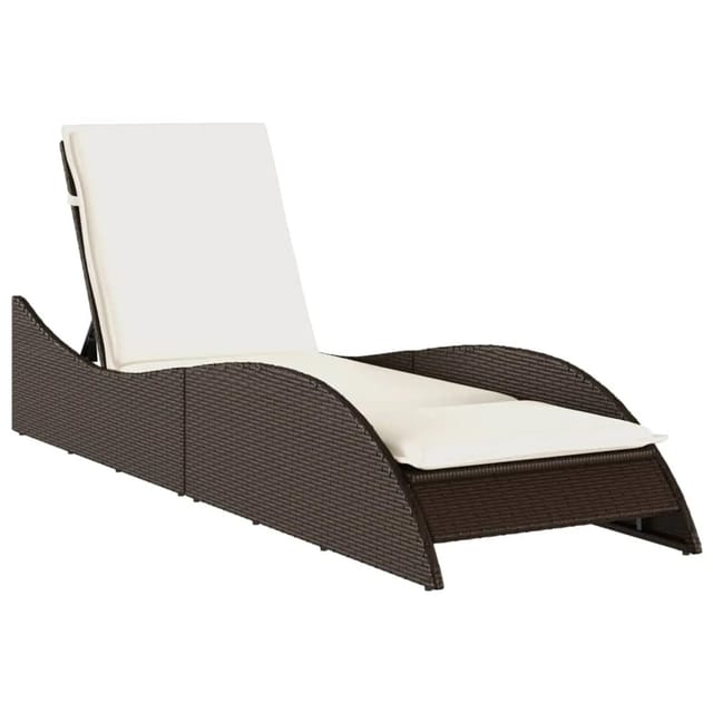 vidaXL Sonnenliege mit Auflage Braun 60x205x73 cm Poly Rattan 368279
