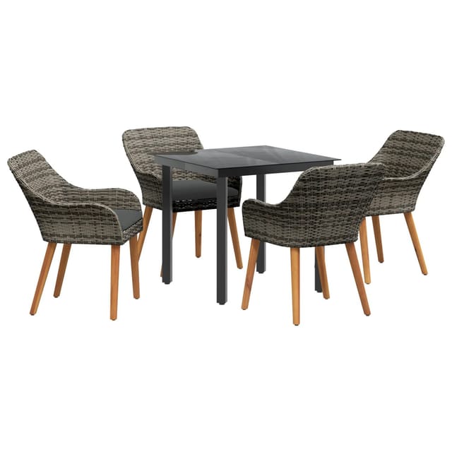 vidaXL 5-Teiliges Garten Essset Grau Poly Rattan 3261685