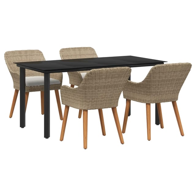 vidaXL 5-Teilige Garten Essgruppe Beige Poly Rattan 3261701