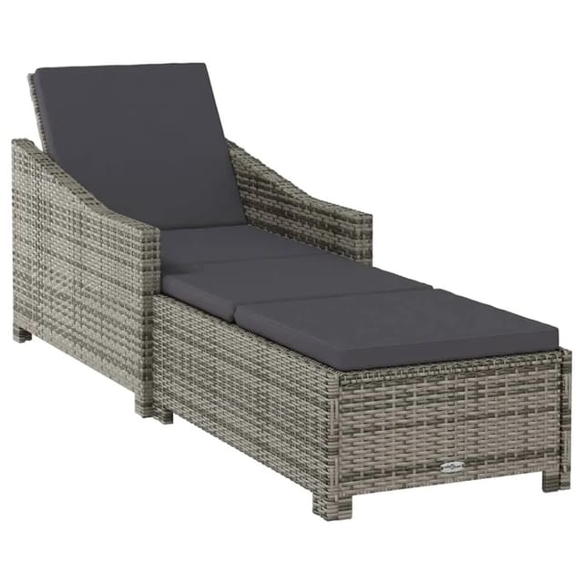 vidaXL Sonnenliege mit Dunkelgrauer Auflage Poly Rattan Grau 317180