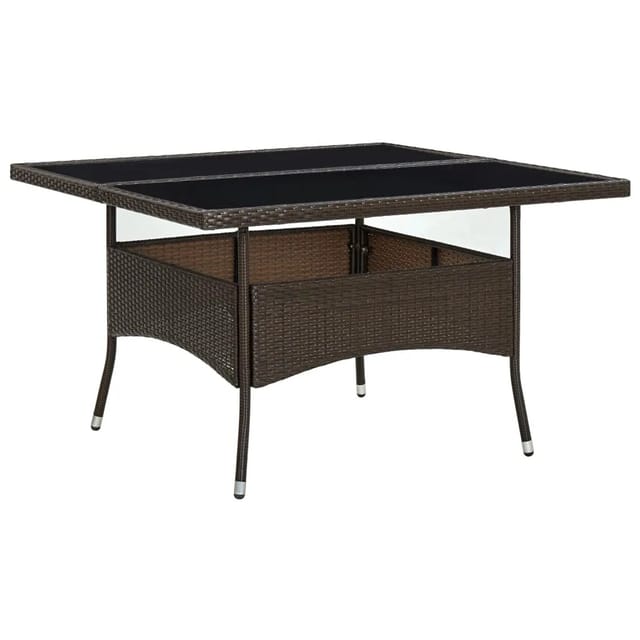 vidaXL Garten-Esstisch Braun Poly Rattan und Glas 310556