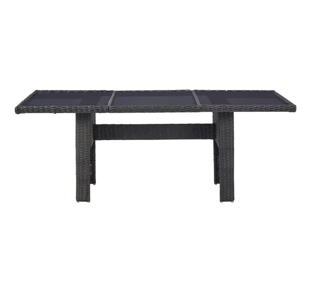 vidaXL Garten-Esstisch Schwarz 200x100x74 cm Glas und Poly Rattan 310145