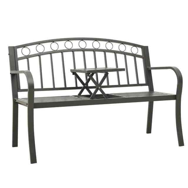 vidaXL Gartenbank mit Tisch Grau 120 cm Stahl 319585