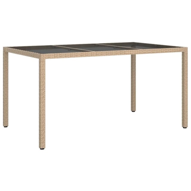 vidaXL Gartentisch 150x90x75 cm Gehärtetes Glas Poly Rattan Beige 316710